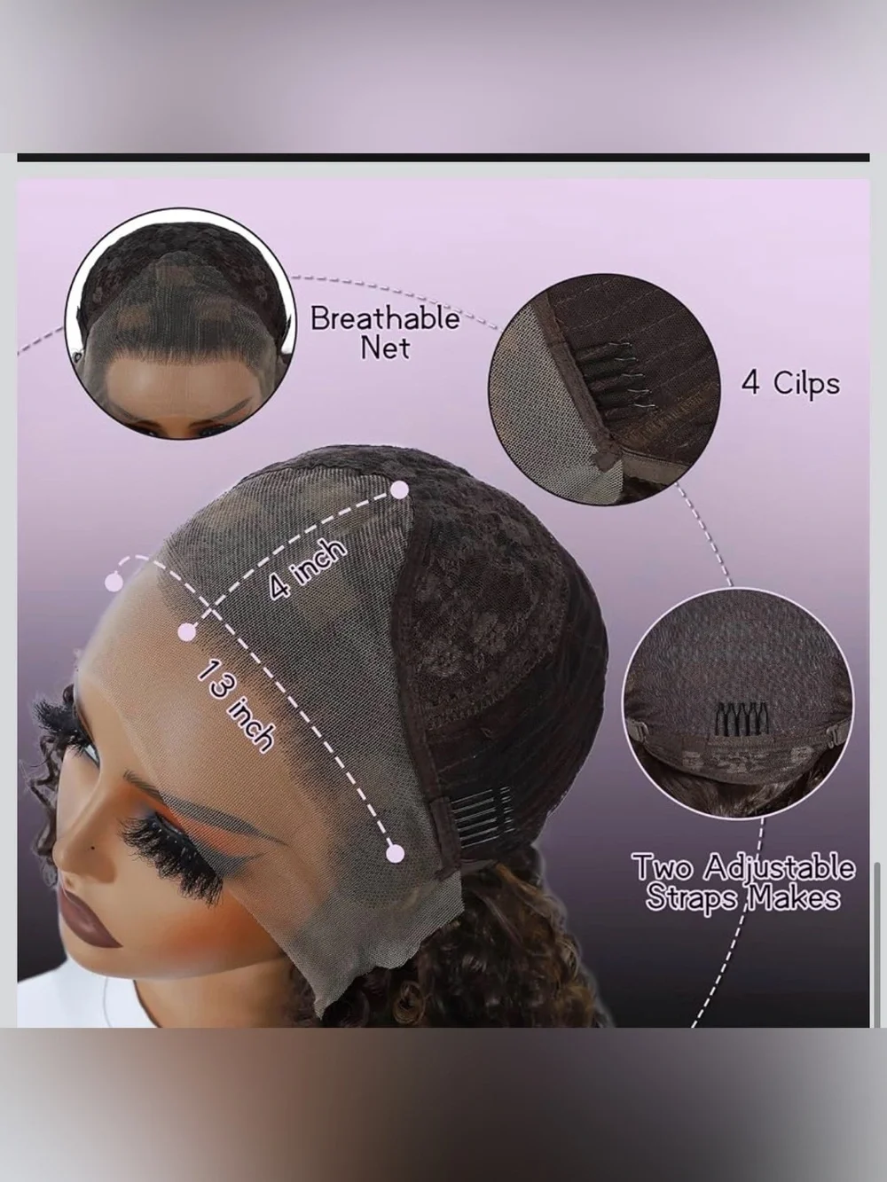 22” Curly Lace Front Wig, Synthetic Lace Front Wig